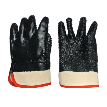 Black PVC coated gloves Kevlar linning