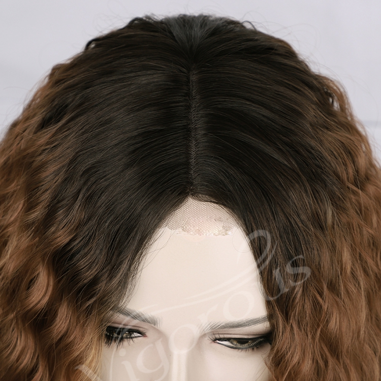 Black Root High Quality Bob Cut Fiber Lace Front Loose Wave Ombre For Women Short Synthetic Hair Brown Wigs