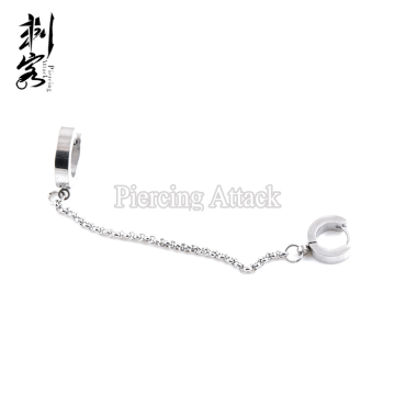 Surgical Steel Earring Hoops with Chain Upper Ear Piercing Jewelry