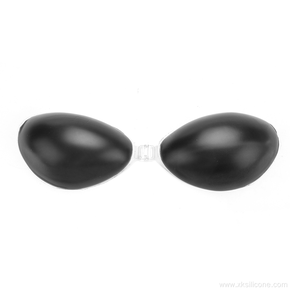 Strapless backless invisible silicone bra black