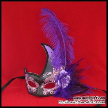 Handcraft purple/black Halloween ribbon mask for masquerade party