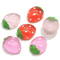 En gros 15 * 19 * 9mm dos plat fraise en forme de résine Cabochon artisanat fait à la main téléphone décoration perles charmes