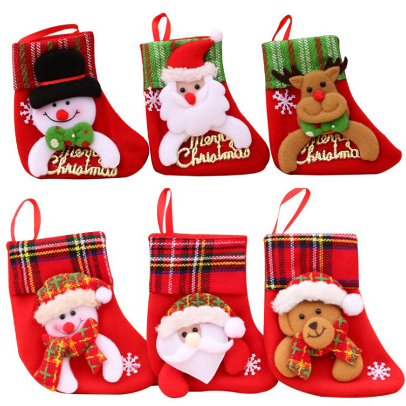 Christmas Xmas Tree Hanging Party Tree Decor Santa Stocking Sock Gift Candy Bags Lovely Gift Bag For Children Fireplace Tree #21