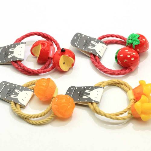 Nieuwe Kawaii Baby elastische haarband Aardbei Oranje Appel Mango Fruit Decoratie Elastische haarelastiek Paardenstaart houders