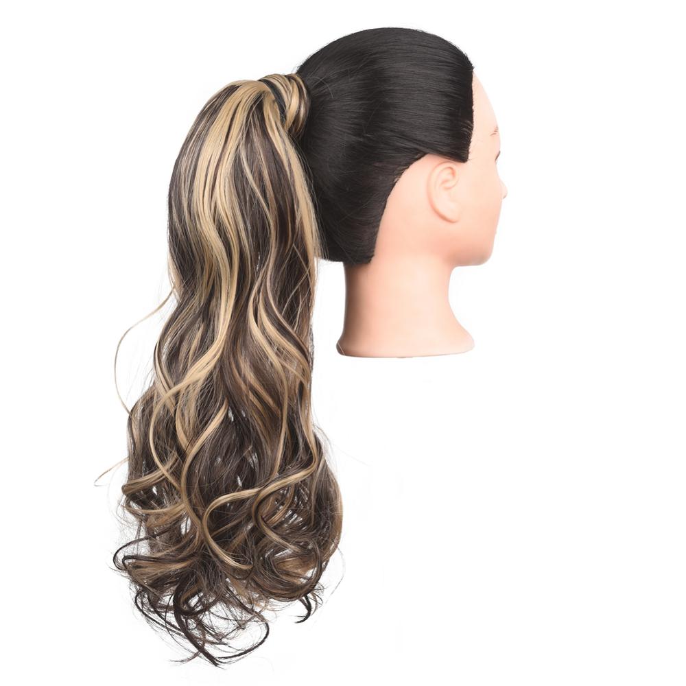 MYZYR 17inch Long Clip in P Onytail Hair Extension Wrap Around P Onytail Synthetic Fake P Ony Tail Hairpiece for Women 10-30days
