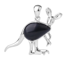 Black Onyx Waterdrop Cabs Silver Kangaroo Pendant for DIY Making Jewelry