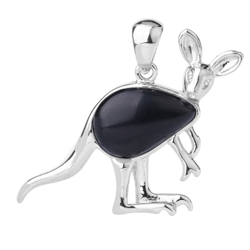 Black Onyx Waterdrop Cabs Silver Kangaroo Pendant for DIY Making Jewelry