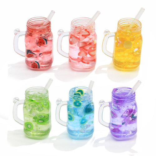 Miniatures transparentes de mini tasse de fruits de 42mm de hauteur avec trou de 2mm pour pendentif faisant des bracelets collier accessoire