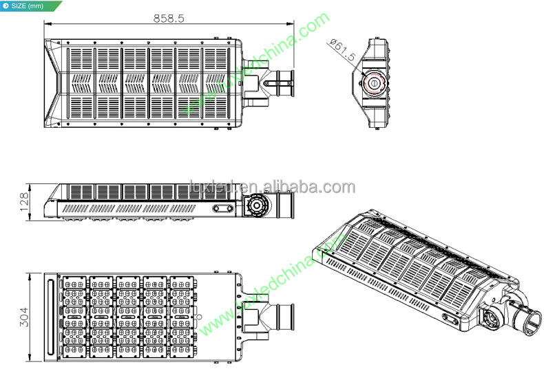 LUXINT IP65 Water Proof High Lumen Output CE & RoHs Adjustable Led Road Lamp Street Light 200w