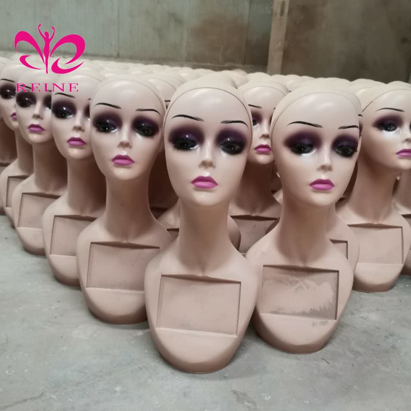 REINE Realistic Mannequin Head with Shoulders PVC Mannequin Head with Shoulders for Wig Female Mannequin Head and Bust