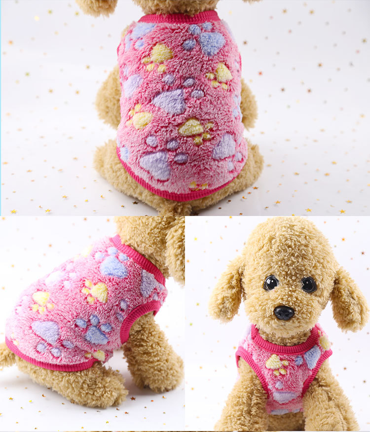 Hot Selling Cartoon Flannel To Keep Warm Teacup Dogs Small Milk Dogs Cats Teddy Clothes Vest Pet Products