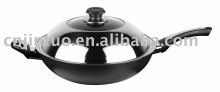 aluminum wok hard anodized ceramic coating with s/s cover