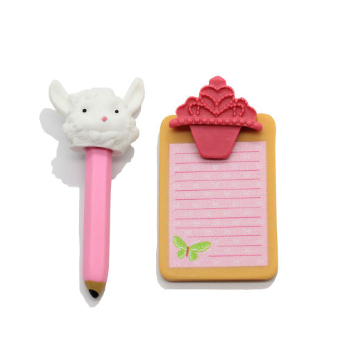3D Resin Pencil with Sheep Head Shape Kids Decoration Dollhouse Toys Gifts Artificial School Study Article Art Decor