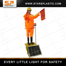 Outdoor emergency road traffic robot traffic with flag