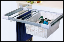 Wardrobe wicker basket and trouser hang with aluminum frame