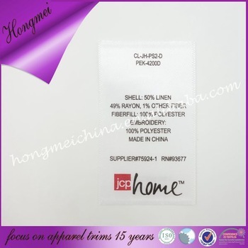 Custom logo printed garment labels/satin labels made in china