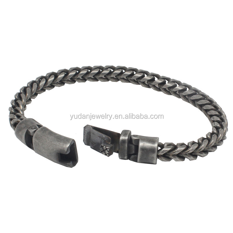 Mens Jewelry Stainless Steel Chain Plated Gun Black Vintage Men Bracelet