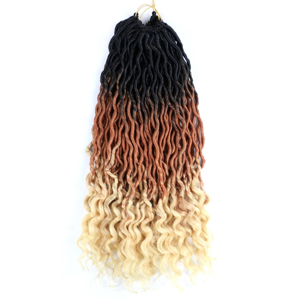 MYZYR 18inch 24roots Soft Crochet Braids Dread Bohemian Gypsy Locs Hair Extensions Braiding Ombre Faux Locs Curly ALL Colors