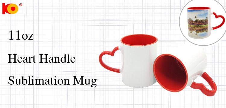 Personalized 11oz  heart handle red color sublimation Coffee  mugs