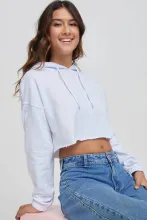 Womens Fashion Sweatshirts Raw Edge Bottom Hoodies