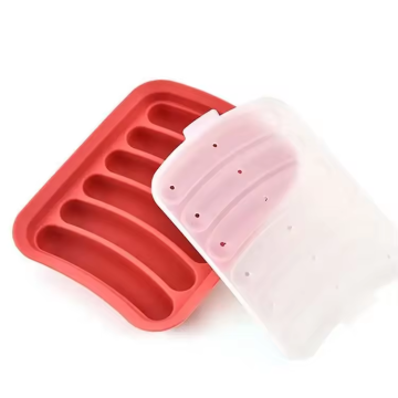 Eco-Friendly 6-Cavity Silicone Hamburger and Hot Dog Baking Molds with Lid
