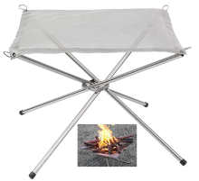 Portable Collapsible Steel Fire Pit: Campfire Grill Mesh Camping Fireplace