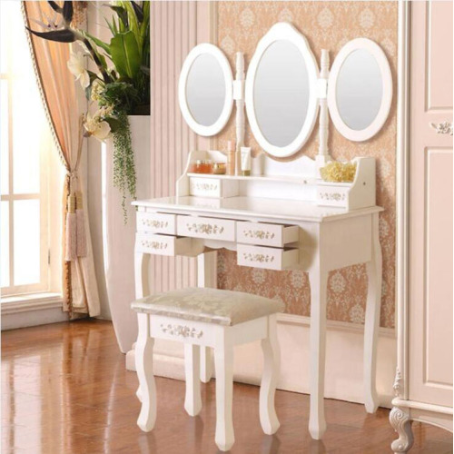 Girls Modern Makeup Dressing Table With 3 Mirrors