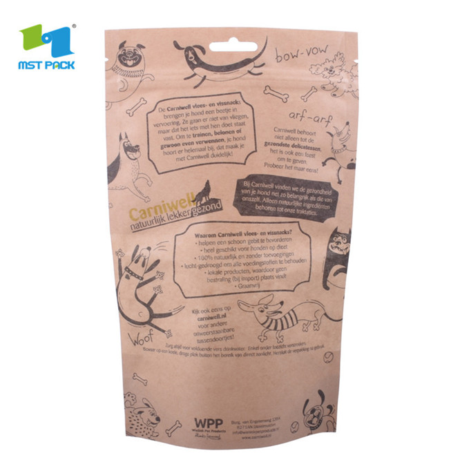 Custom Logo Resealable Kraft Paper Pet Food Bag