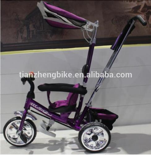 fashionable hand push 4 in 1 baby tricycle with sunshade to protect child