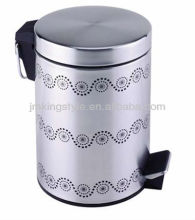 3L silk print body metal waste bin with foot step