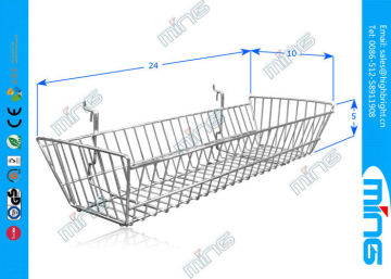 Slatwall Metal Mesh Wire Display Baskets / Chrome Wire Storage Baskets