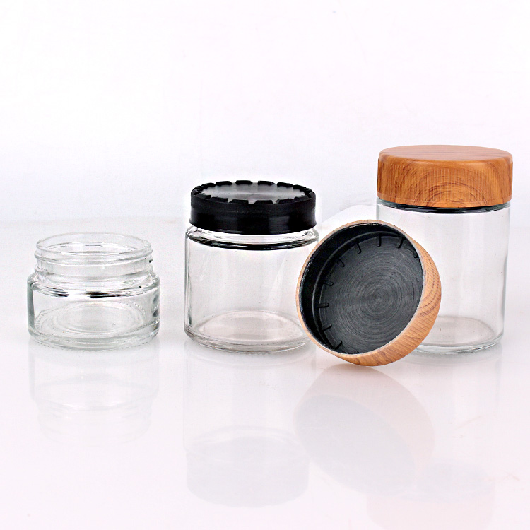 High quality Round clear 40ml glass cream cosmetic jar plastic cap child resistant glass jar