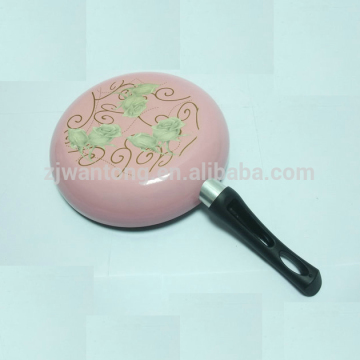 Aluminum silk print fry pan,Applique fry pan ,flower fry pan