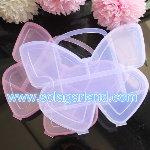 Boîte de rangement en plastique transparente en forme de papillon, contenant organisateur de perles