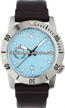 stainless steel case watch silicone strap rotating bezel watches