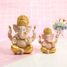 Thai Style Resin Elephant Trunk God of Wealth and Buddha Statue Decorations