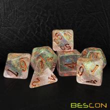 Bescon Shimmery Dice Set Bronze-Golden, RPG 7-dice Set in Brick Box Packing