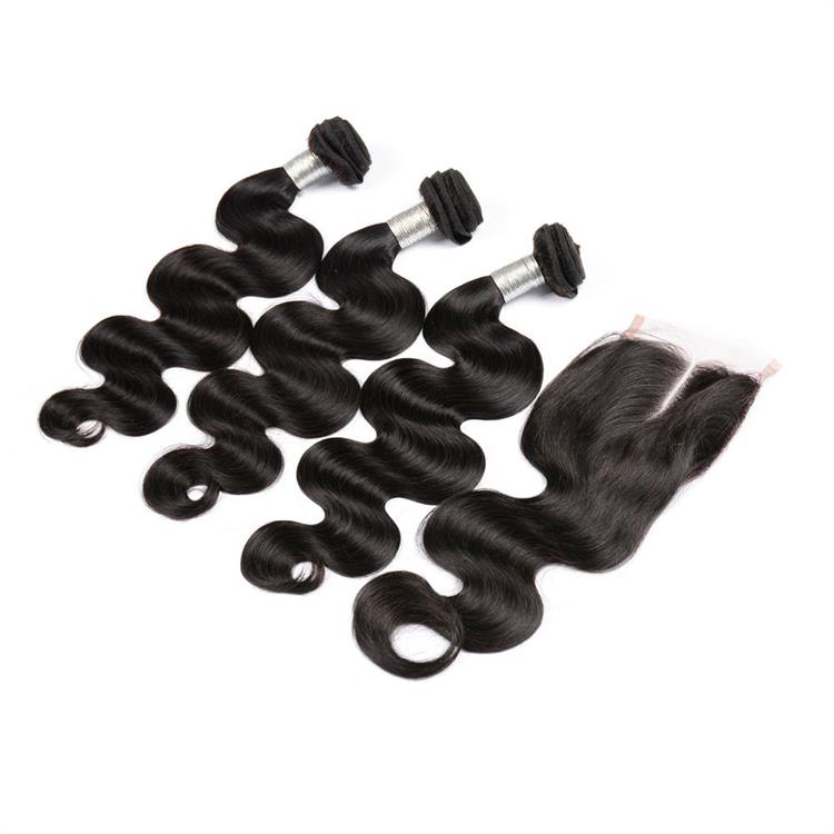 Unprocessed virgin 3 bundles of malaysian body wave hair with closure 100 remy human hair