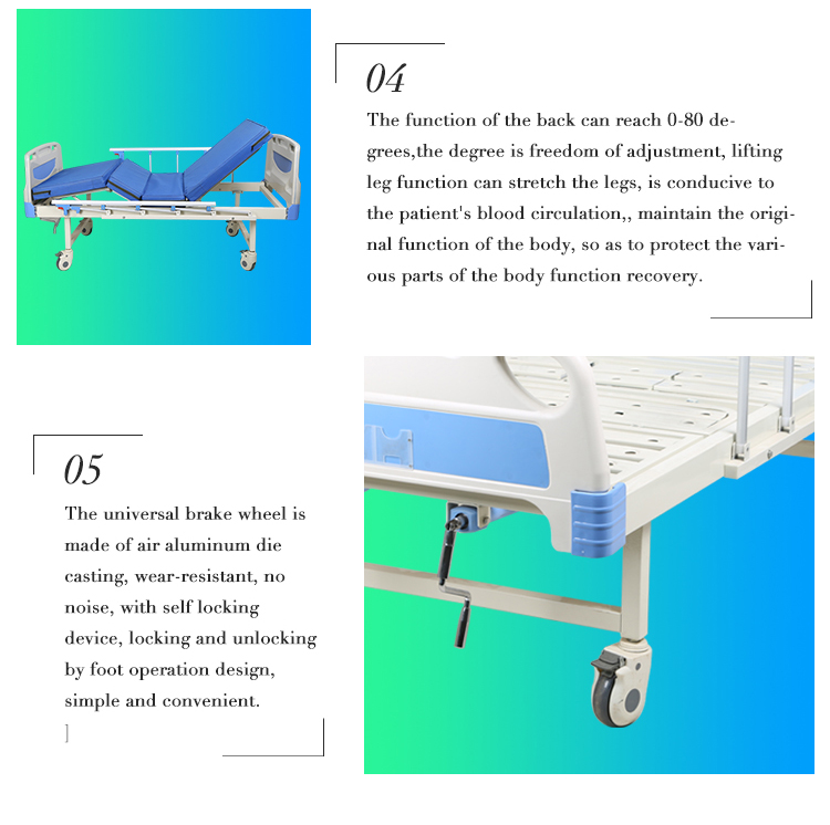 Home Use Multi Functional Manual Hospital Bed For Paralyzed Patients) two Function Hospital Furniture Iron Hospital Bed