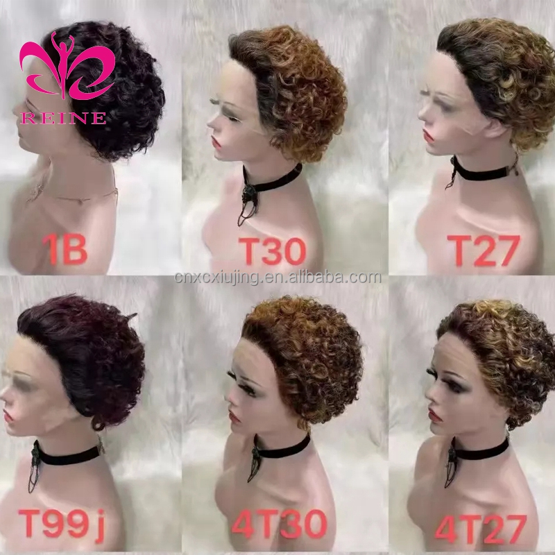 Virgin Human Hair Short Wigs,Cambodian Cuticle Aligned Wholesale Price Wigs 13*4*1 T part  Lace Front Pixie Cut Wig