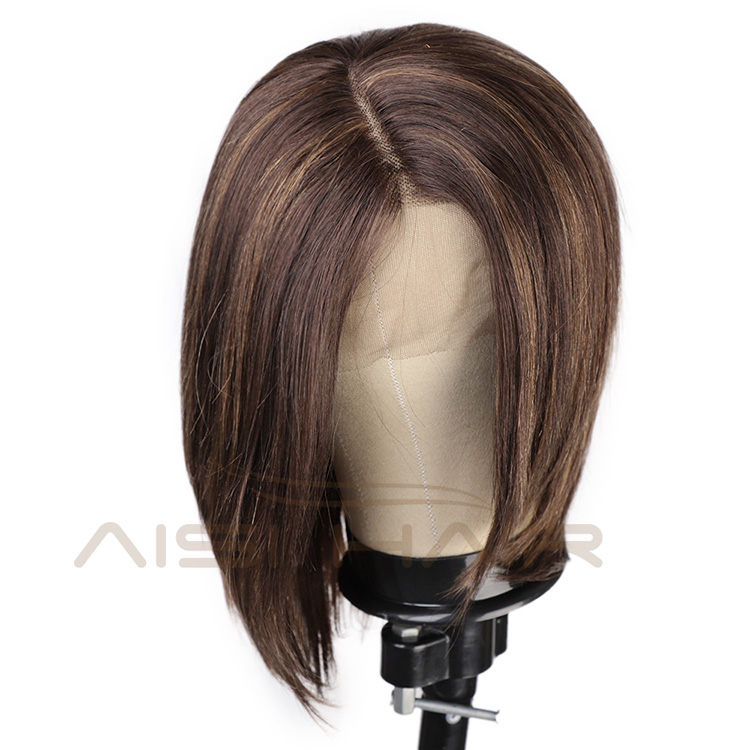 Aisi Hair Wholesale Medium Long Mixed Brown Swiss Lace Wig Natural Straight Brazilian Human Hair Lace Front Wigs For Black Women