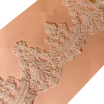 Lace Trim White Embroidery Floral Sequin for Bridal Dress