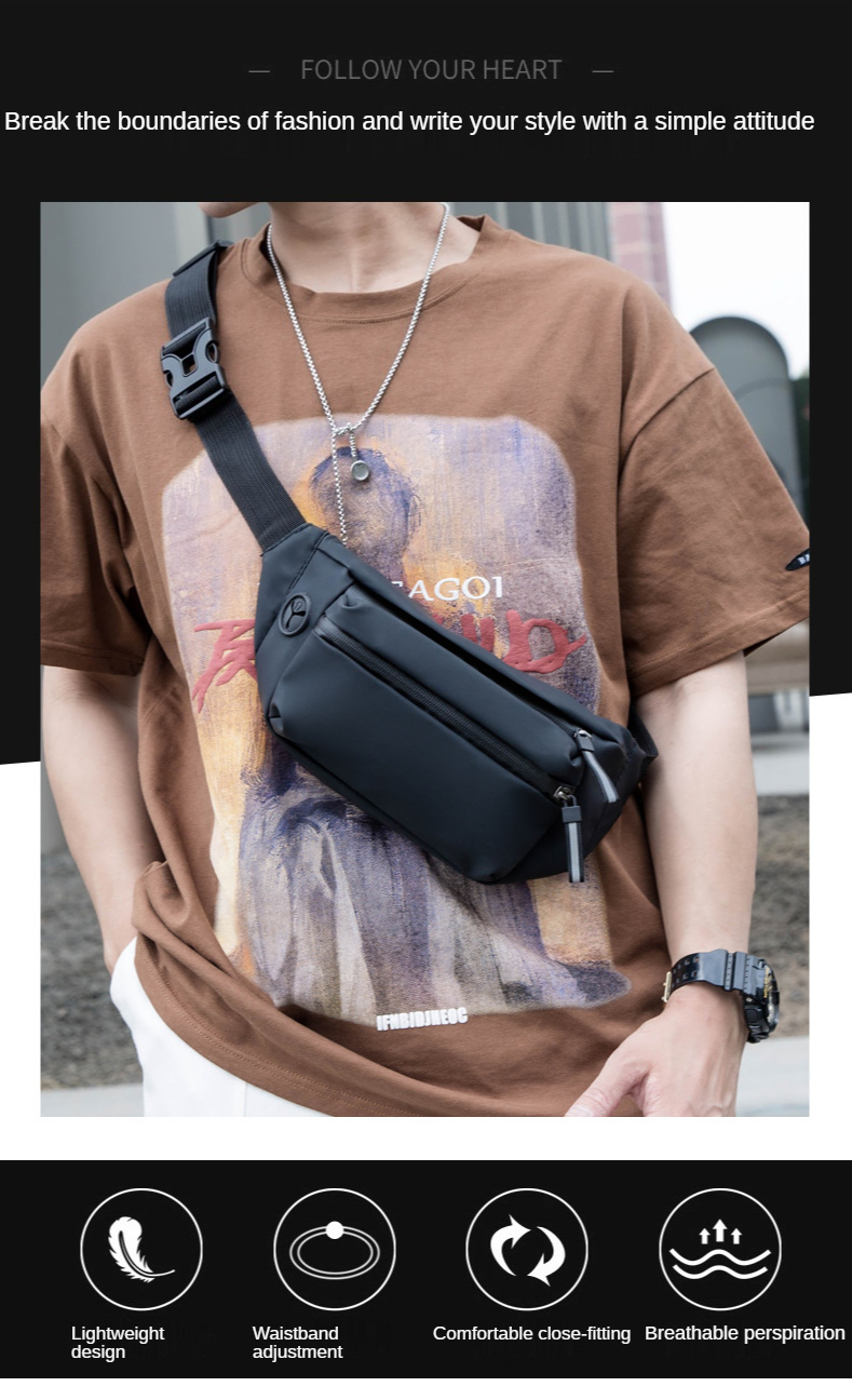 Chest Bag Waterproof Men's Waist Bag Personality Leisure Outdoor Sports Shoulder Messenger Bag Fashion Trend Cycling Bag