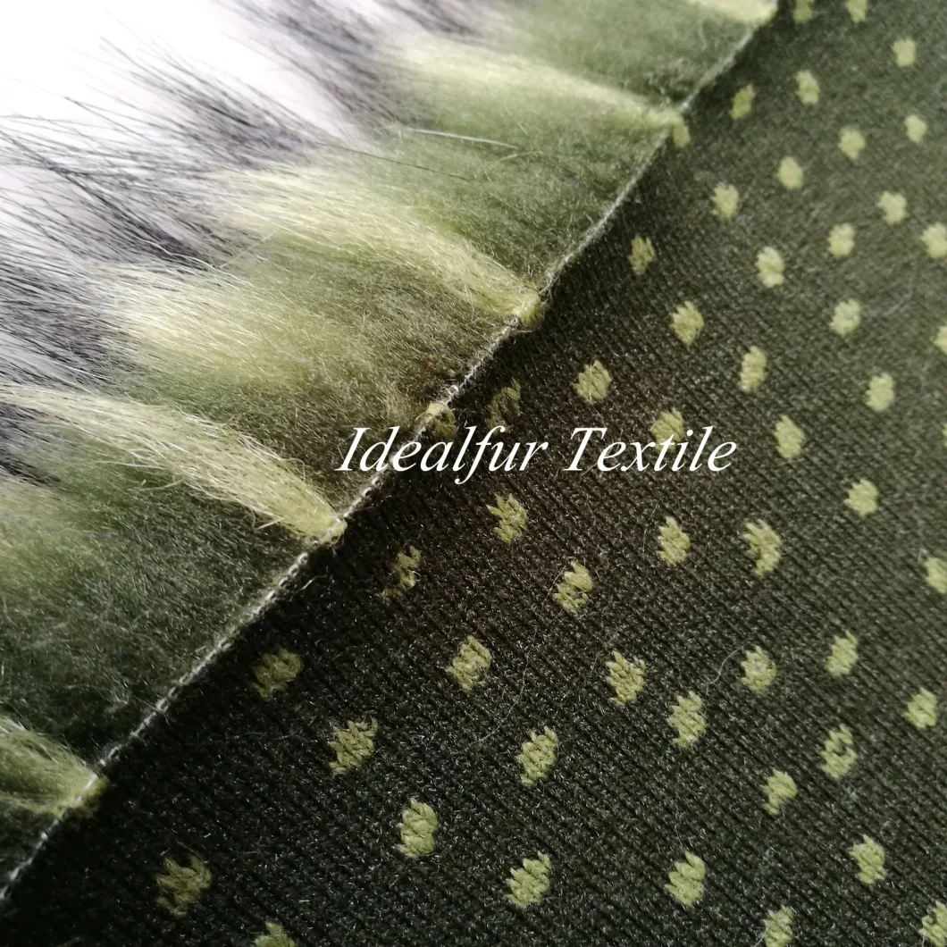 Green Jacquard Imitation Fox Fake Fur Faux Fur