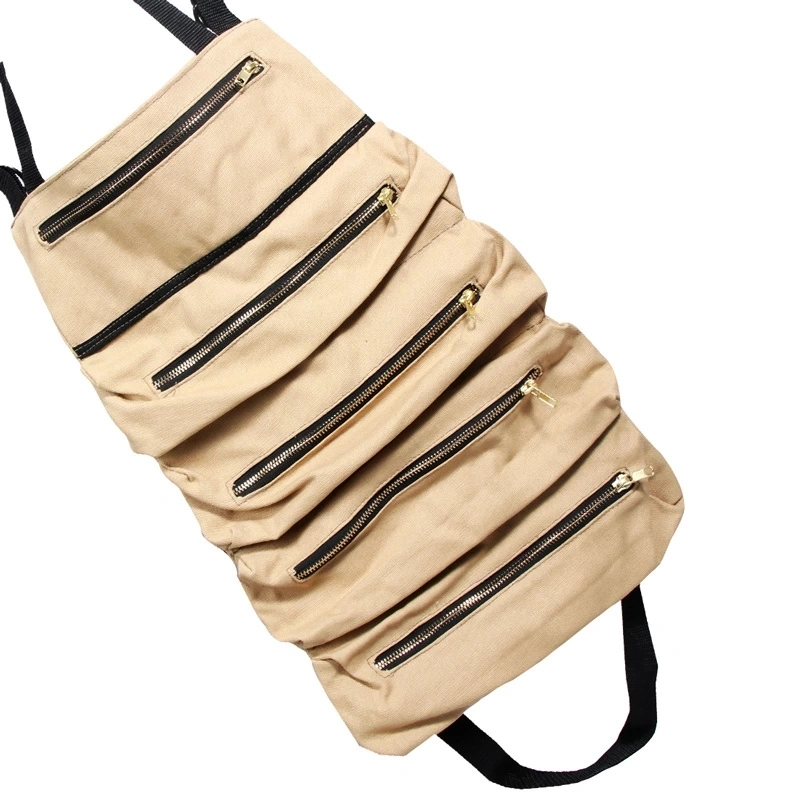 Customized Wholesale Car Multi Purpose Tool Easy Pull Bag Hanging Canvas Tool Storage Bag with Buckle