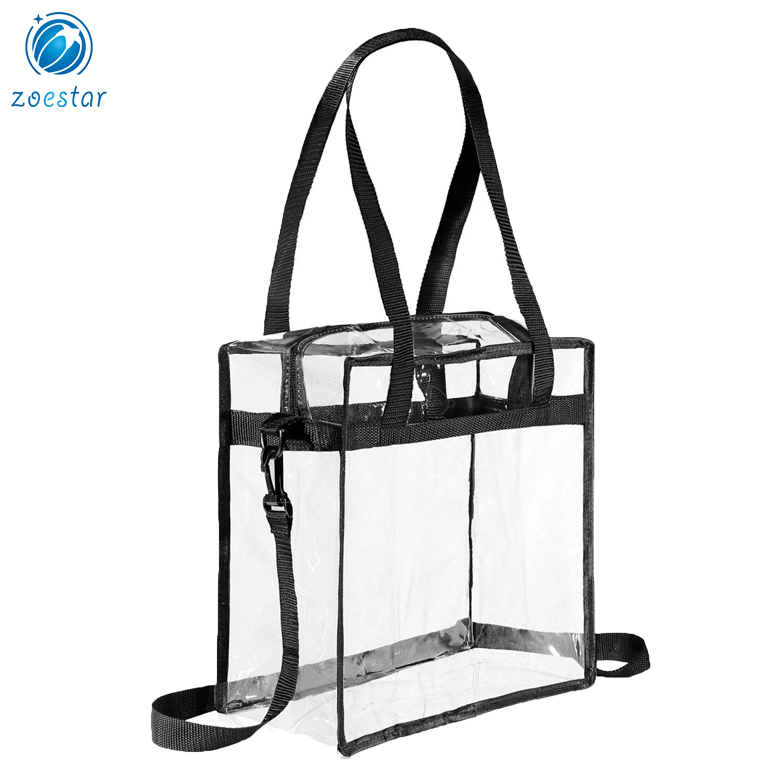 The Clear Tote with Zipper Closure is Perfect for Work, Sports Games Cross-Body Messenger Shoulder Transparent Bag