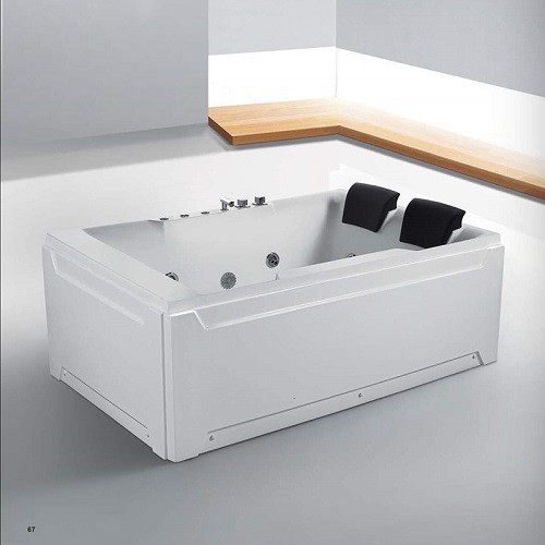 Two Person White Acrylic Massage Bathtub
