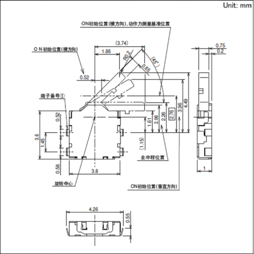 薄型双方向アクションタイプ非位置決めピンスイッチ