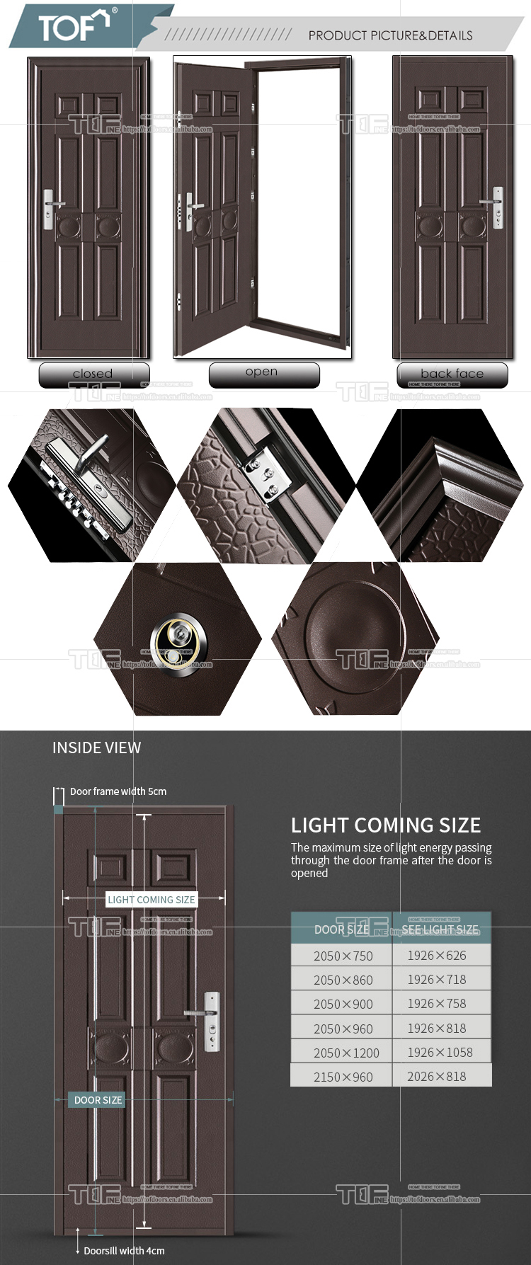 CE Certificate Luxury Wrought Iron Exterior Metal Doors