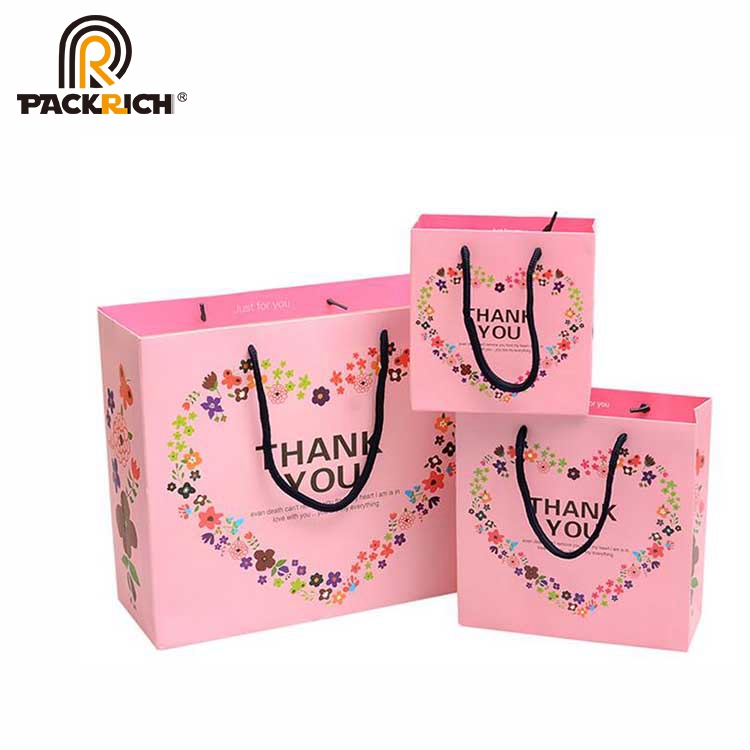 custom logo print luxury shopping gift paper bag with handle wholesale